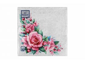Салфетки 33х33 трехслойные Art Bouquet 20 шт  Дикая роза