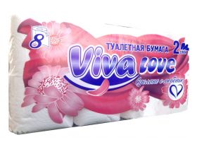 Туалетная бумага VIVA LOVE 2х сл. 18м Белое сплошное (8 рулонов в упаковке)