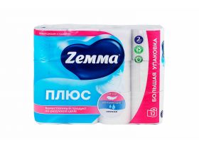 Туалетная бумага ZEMMA Плюс 2слоя Белая 12шт