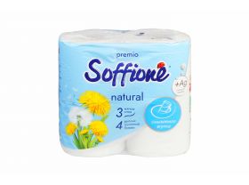 Туалетная бумага Premio Natural V3,3-х слойная 4рулона (16,8м)(10уп) SOFFIONE