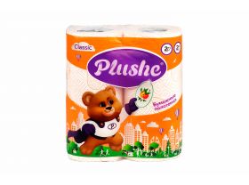 Полотенца бумажные 2-х слойные белые 2 рулона по 13,2 метров PLUSHE Classic/Классик