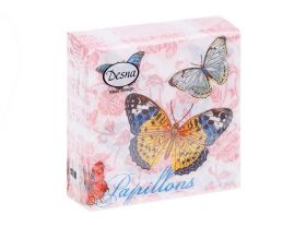 Салфетки 25х25 1-слойн. ДЕСНА 40л  Бабочки и цветы