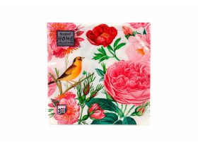 Салфетки 33х33 трехслойные "Розы с птичкой" 20шт Art Bouquet