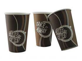 Стакан бумажный 400мл 90мм Кофе take away Л-ПАК 50 шт*20 уп (1000шт)