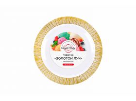 Тарелка пластиковая 190мм с каемочкой "Белая" золото /36уп х 6шт/ — UPAKMARKET