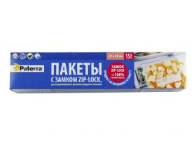 Пакеты для замораживания и хранения продуктов 3л с замком ZIP-LOCK 27х28 PATERRA (15шт в упаковке)