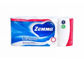 Туалетная бумага ZEMMA Deluxe 3слоя Деликатная забота 8шт