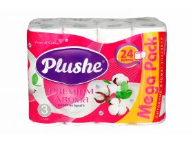 Туалетная бумага PLUSHE Premium Aroma/Премиум Жемчуг и хлопок 3х сл. 15м ароматиризованная (6 рулонов в упаковке)