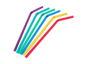 Трубочки для коктейля  8х240 с изгибом цветные  МК /21уп х 250шт/