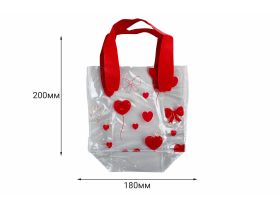 Пакет-Сумочка прозрачный пластик, кожаная ручка 22х21х11 (12шт) — UPAKMARKET