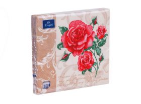 Салфетки 33х33 3 - слойн. Art Bouquet 20 шт Романтические розы на бежевом