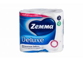 Туалетная бумага ZEMMA Deluxe 3слоя Деликатная забота 4шт