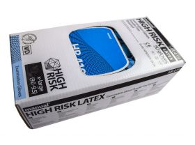 Перчатки латексные XL голубые Дермагрип HIGH RISK /10уп х 50шт/ — UPAKMARKET