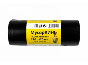 Пакет для мусора 240л ПВД (10шт в рулоне) 70 мкм 88х130 Строительный МусорКИНЬ — UPAKMARKET