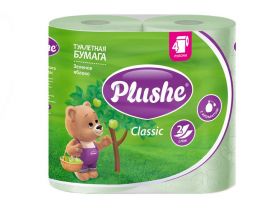 Туалетная бумага PLUSHE Classic 2х сл. 18м Зеленое яблоко пастель (4 рулона в упаковке)