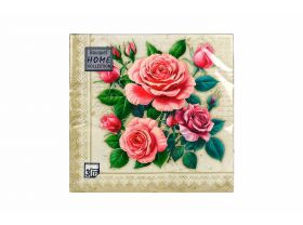 Салфетки 33х33 3 слоя "Розы в рамке Золото" 20шт Art Bouquet
