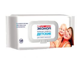 Салфетки влажные 120шт с клапаном детские Эконом smart ЧЗ — UPAKMARKET