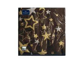 Салфетки НГ 33х33 3х сл. "Новогодние звезды на белом" 20шт Art Bouquet — UPAKMARKET