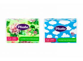 Салфетки в коробке V-сложение 2х сл. 230шт PLUSHE — UPAKMARKET