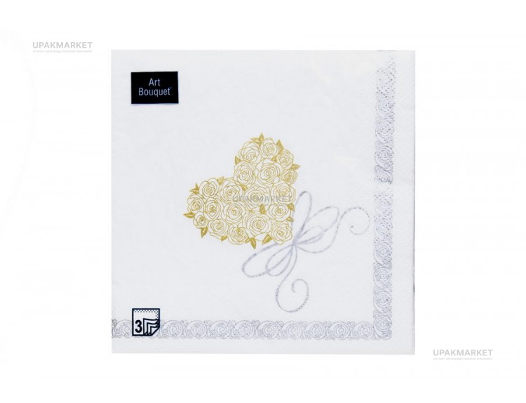 Салфетки 33х33 3 - слойн. Art Bouquet 20 шт  Сердце для любимой — UPAKMARKET