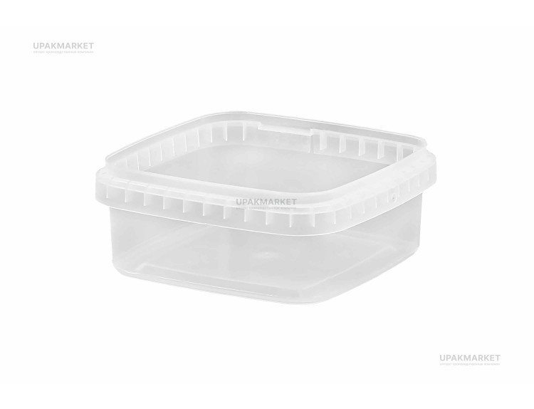 Ведро/крышка 0,5л прозрачное квадратное /131х131х54/ — UPAKMARKET
