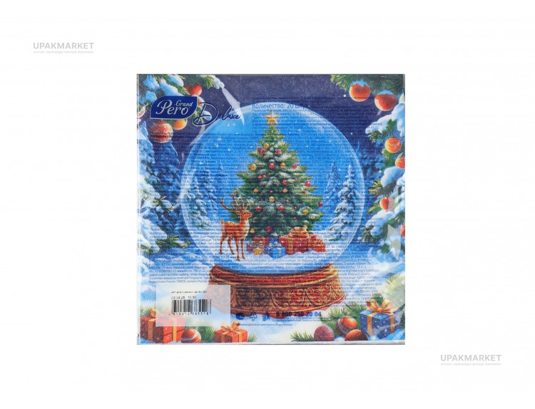 Салфетки НГ 33х33 3-х слойная "Снежный шар" 20 штук GrandPero Deluхе — UPAKMARKET