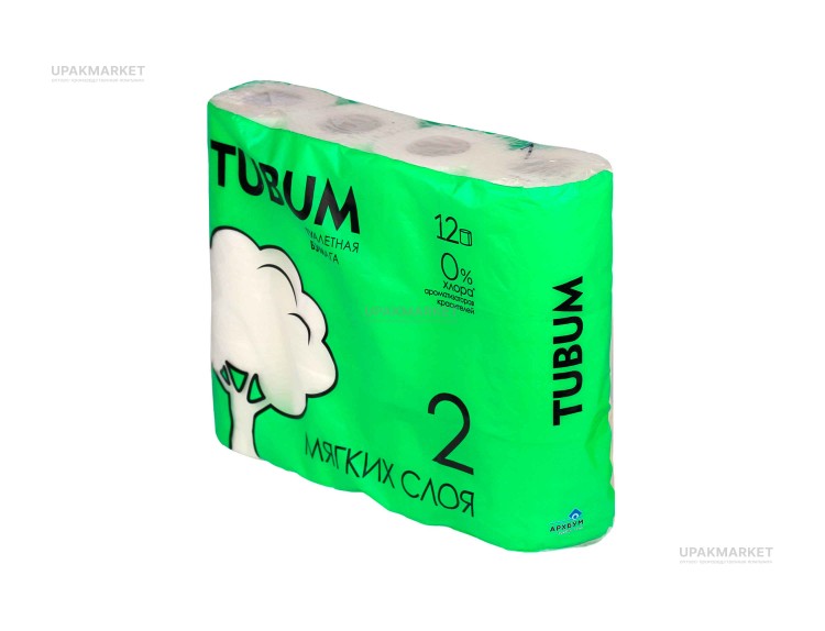 Туалетная бумага TUBUM белая двухслойная 15,2 м (12рул) (8уп) SOFFIONE — UPAKMARKET