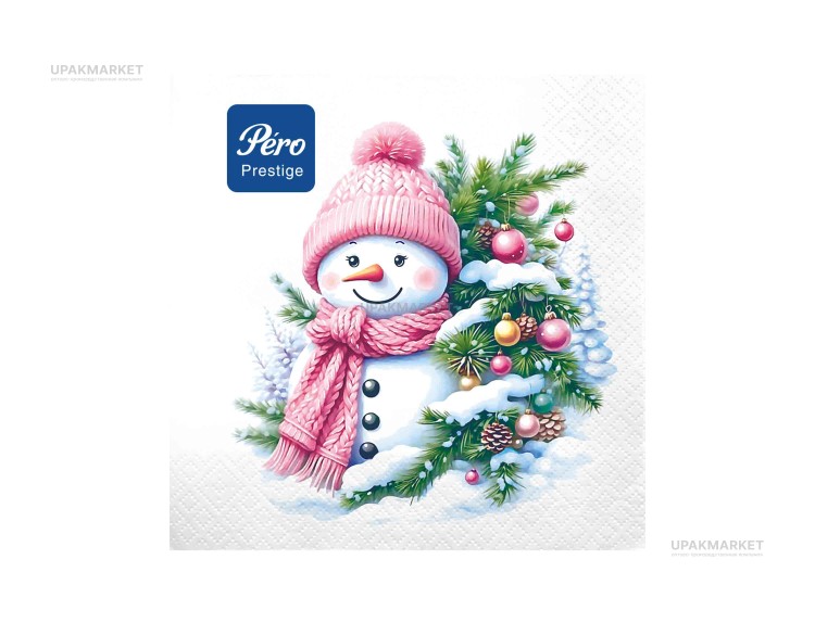 Салфетки НГ 33х33 3х сл. "Милый снеговик" 20шт PERO Prestige — UPAKMARKET
