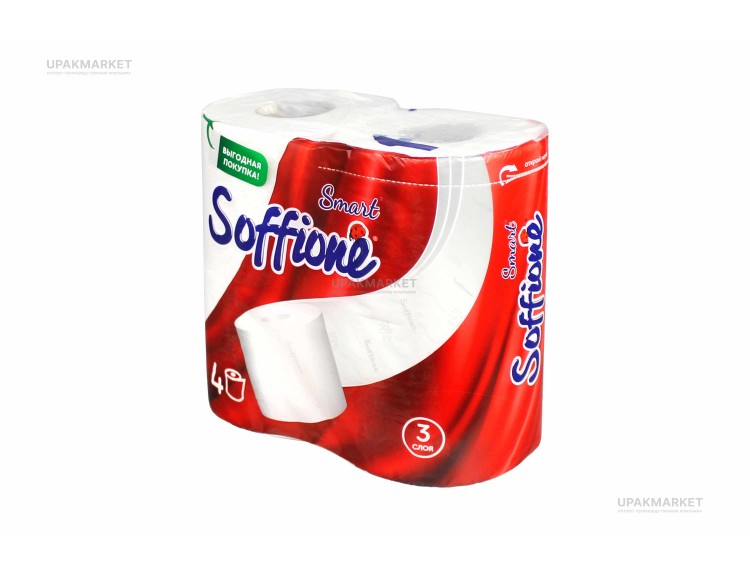 Туалетная бумага 3 слоя 15,1 м (4 рул) (16уп) SOFFIONE Smart — UPAKMARKET