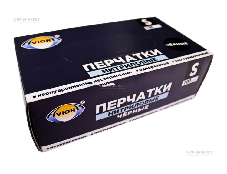 Перчатки нитриловые неопудренные S черные AVIORA /10уп х 100шт/ — UPAKMARKET