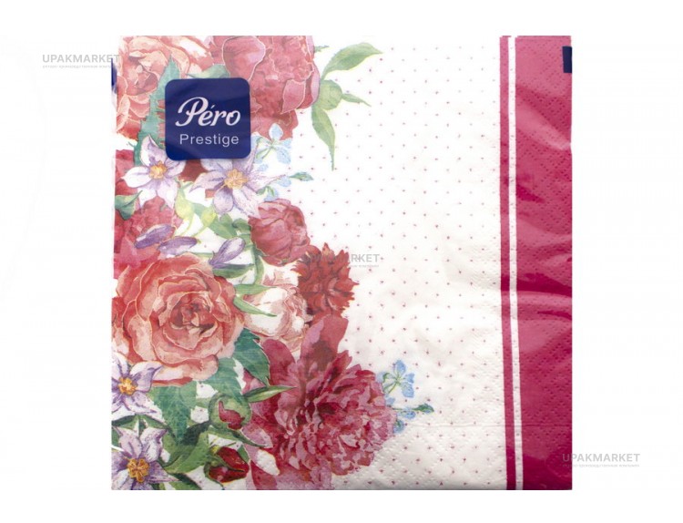 Салфетки 33х33 3х сл. "Весенний букет" 20л PERO Prestige — UPAKMARKET