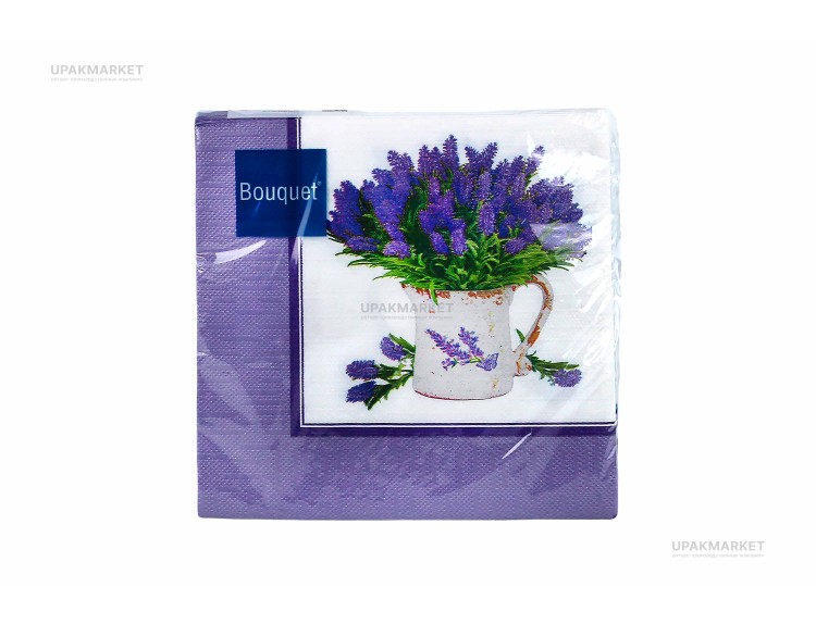 Салфетки 33х33 3 слоя Art Bouquet 20 шт Букет лаванды — UPAKMARKET