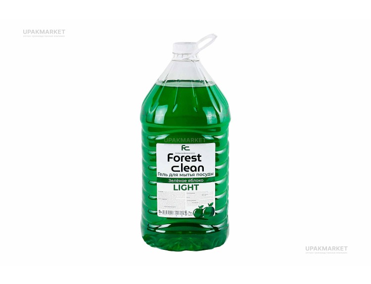 Гель для мытья посуды "Зеленое яблоко" LIGHT 5л ПЭТ Forest Clean ЧЗ — UPAKMARKET