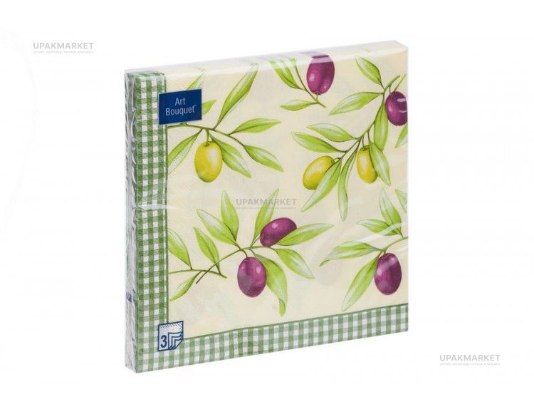 Салфетки 33х33 3х сл. "Оливки" 20шт Art Bouquet — UPAKMARKET