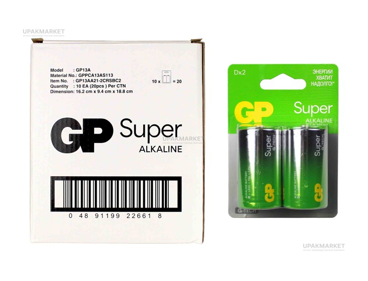 Батарейка LR20 Super Alkaline G-TECH BL2 GP — UPAKMARKET