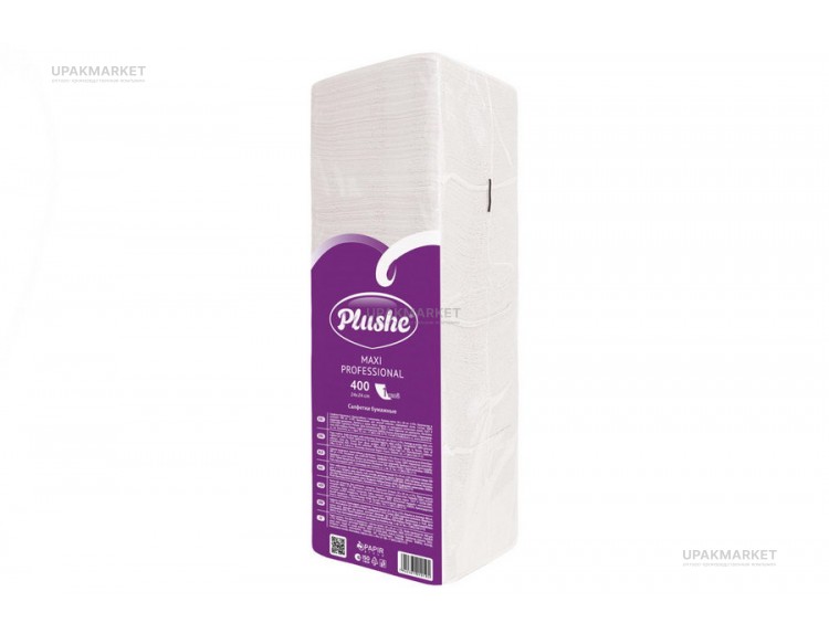 Салфетки 24х24 1-слойные PLUSHE 400 листов Белые classic — UPAKMARKET