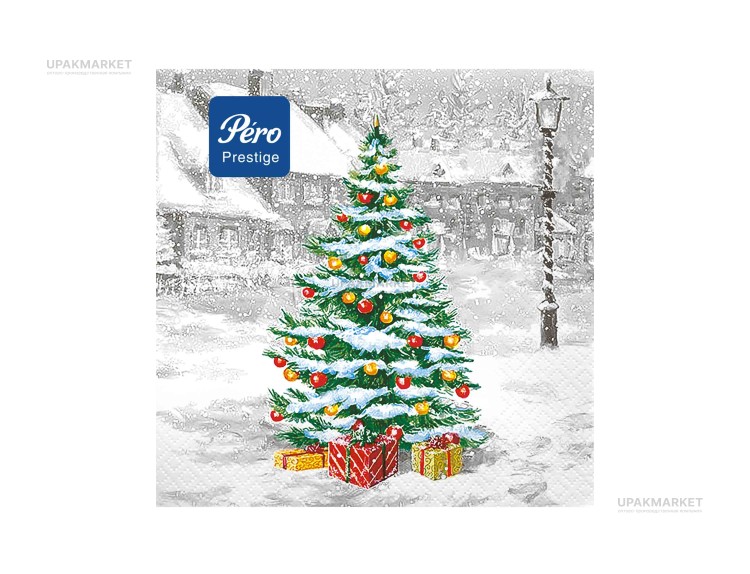Салфетки НГ 33х33 3х сл. "Новогодний лес" 20шт PERO Prestige — UPAKMARKET
