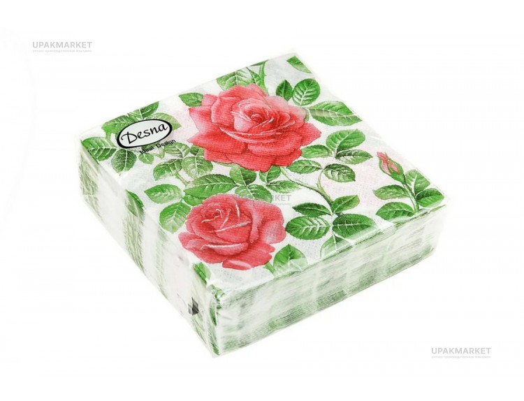 Салфетки 25х25 1-слойн. ДЕСНА 40л Английская роза — UPAKMARKET