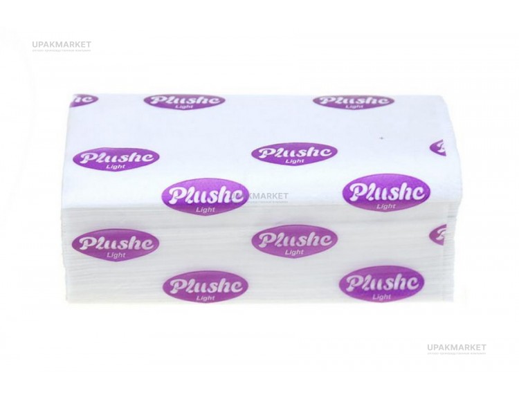 Полотенца бумажные PLUSHE Professional Light, V-сложение 1 слойные, по 250 листов, целлюлоза, 16 в коробе — UPAKMARKET