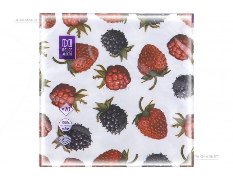 Салфетки 33х33 3- слойн. (DOLCE ALBERO) 20л/24уп Ягодный микс — UPAKMARKET