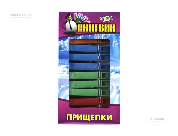 Прищепки ПИНГВИН / ДЕЛЬФИН /1уп х 24шт/ — UPAKMARKET