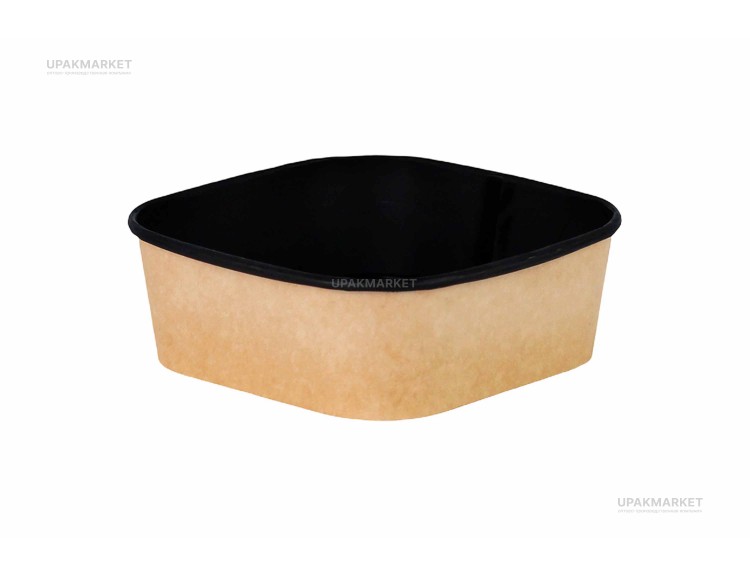 Картонный контейнер универсальный Smart BOWL 690 ЧЕРНЫЙ ДНО 145(124)х145(124)х51мм OSQ (OCQ, OCIQ, ОСК, ОЭСКЬЮ, ОСИКЬЮ) — UPAKMARKET