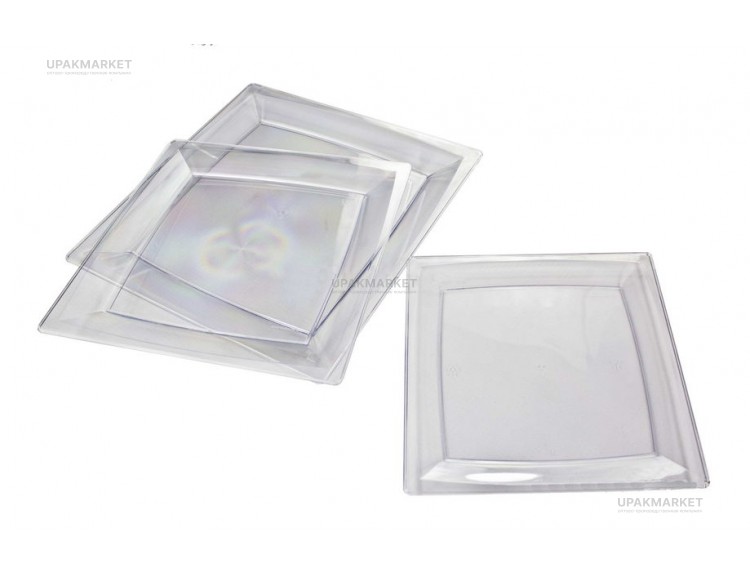 Тарелка пластиковая 210х210мм прозрачная PS ВЗЛП /20уп х 3шт/ — UPAKMARKET