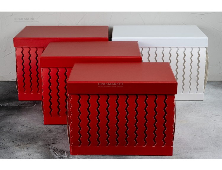 Набор подарочных коробок 1/3 ПРЯМОУГ. ОДНОТОН С ЗИГЗАГАМИ 3Д — UPAKMARKET