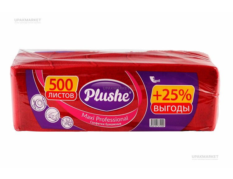Салфетки 24х24см 1 слой 500 листов Интенсив красные PLUSHE — UPAKMARKET