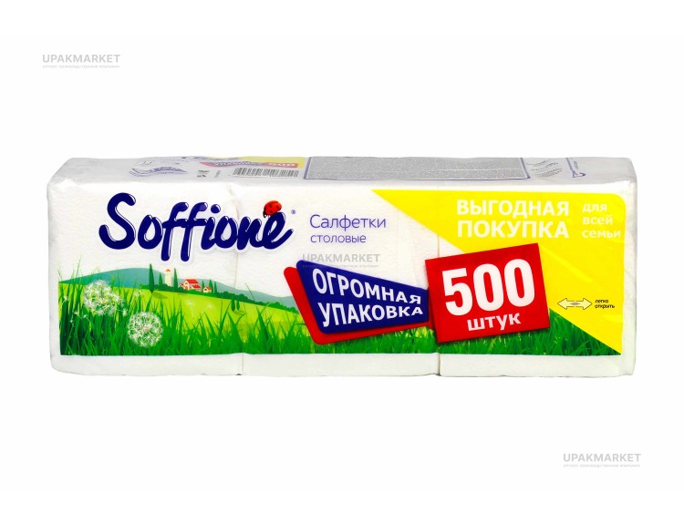 Салфетки 24х24 500л/15уп белые (SOFFIONE) — UPAKMARKET