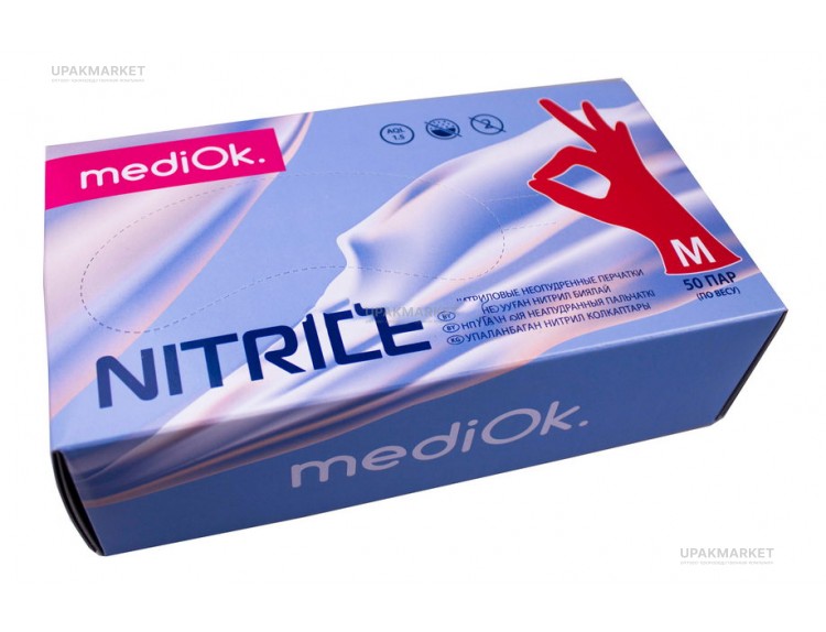 Перчатки нитриловые неопудр.смотр. MEDIOK M /10х100шт/ (10) красные — UPAKMARKET