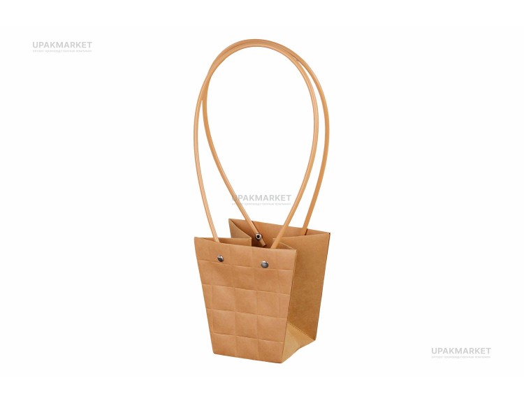 Коробка-Сумочка для цветов 12х8х13 Крафт (1/10шт) M514 — UPAKMARKET