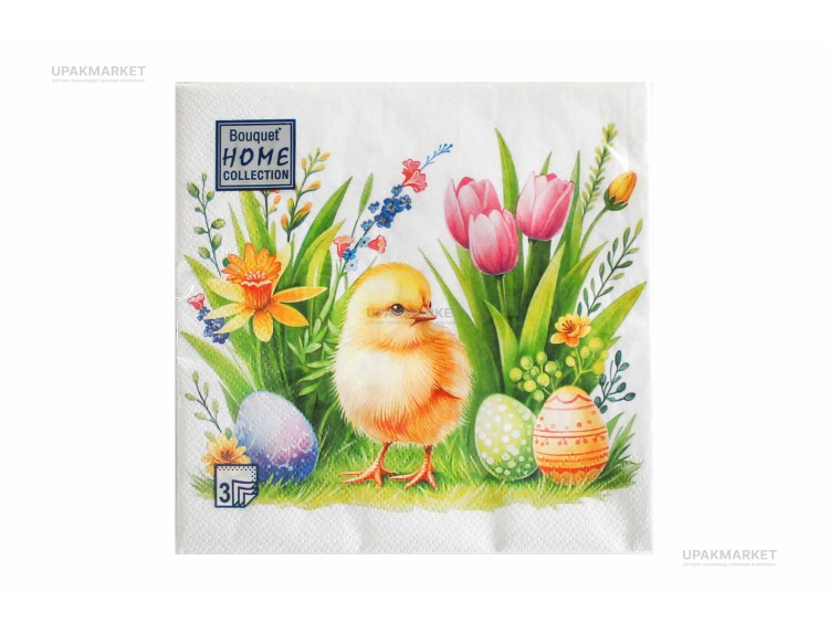 Салфетки 33х33 трехслойные Art Bouquet Веселый цыпленок 20 шт — UPAKMARKET