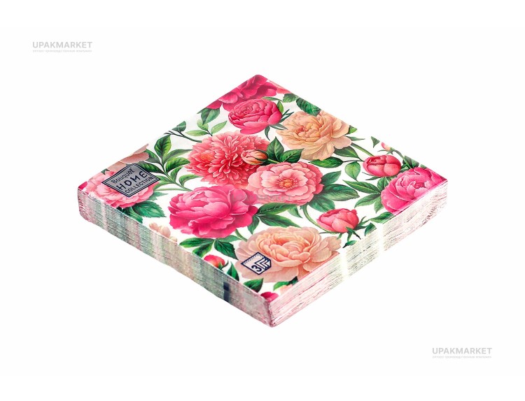 Салфетки 33х33 трехслойные "Любимые пионы" 20шт Art Bouquet — UPAKMARKET